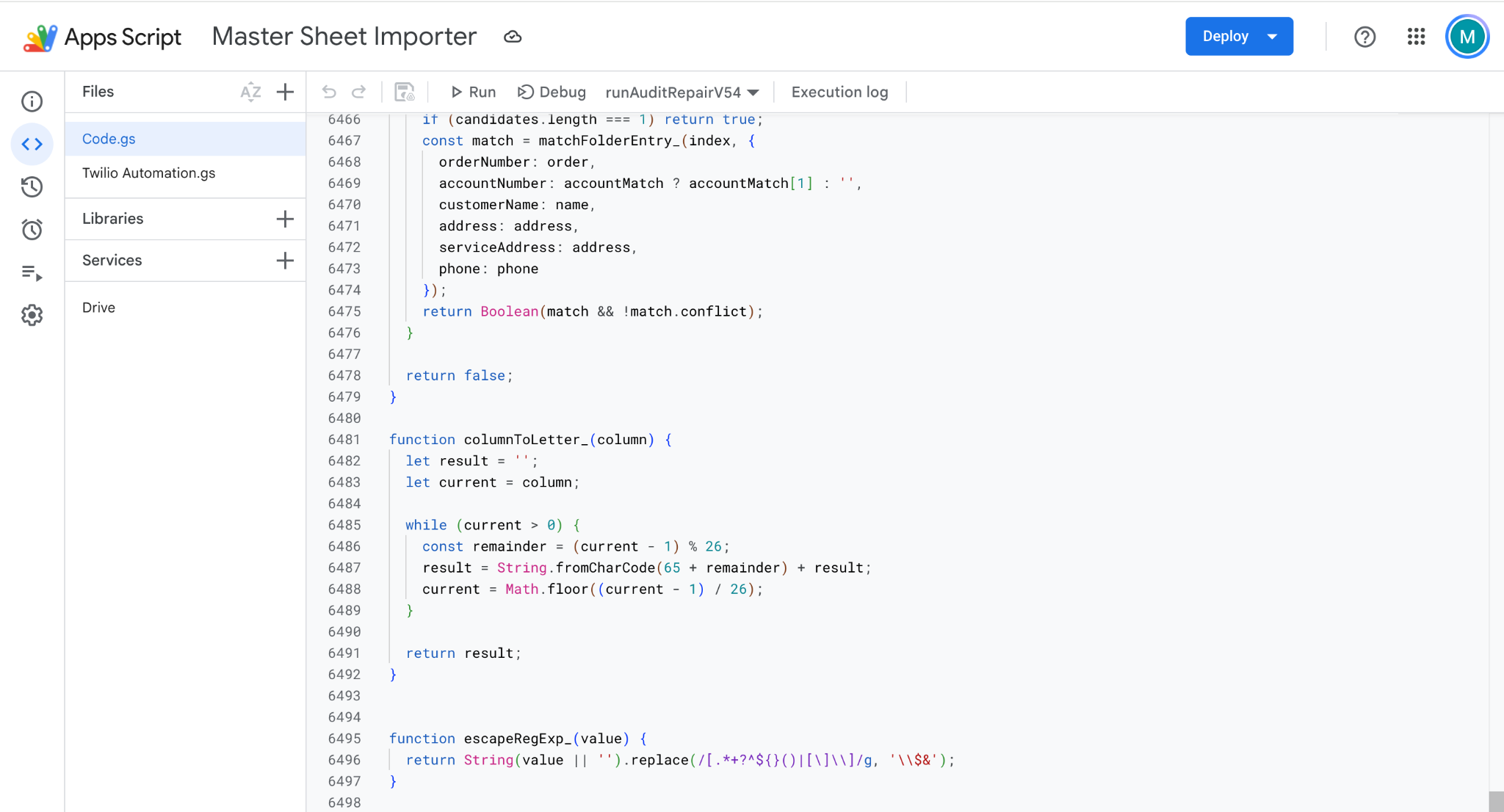 Authentic Apps Script editor screenshot