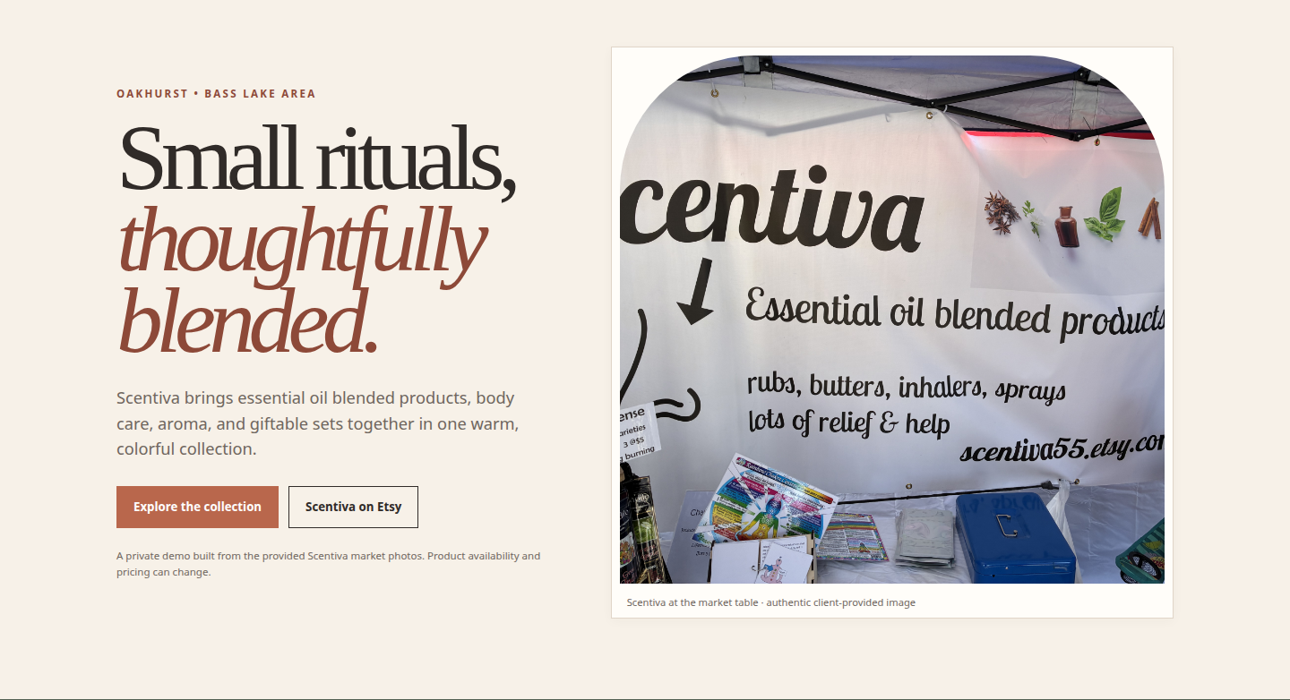 Scentiva website concept desktop capture