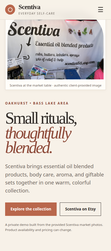 Scentiva concept mobile website capture